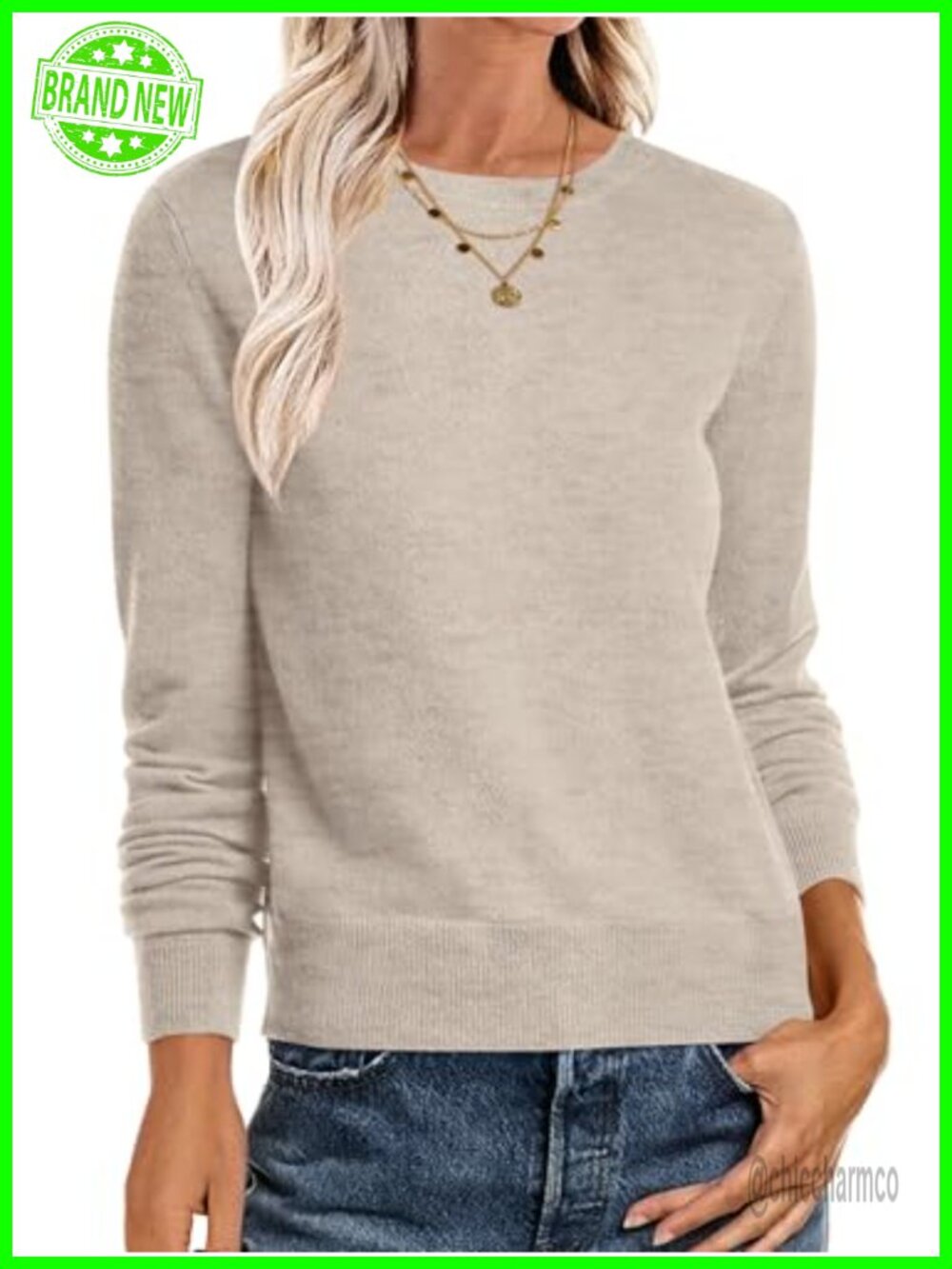 Women's Long Sleeve Crewneck Pullover Sweater Lightweight Fall Layering